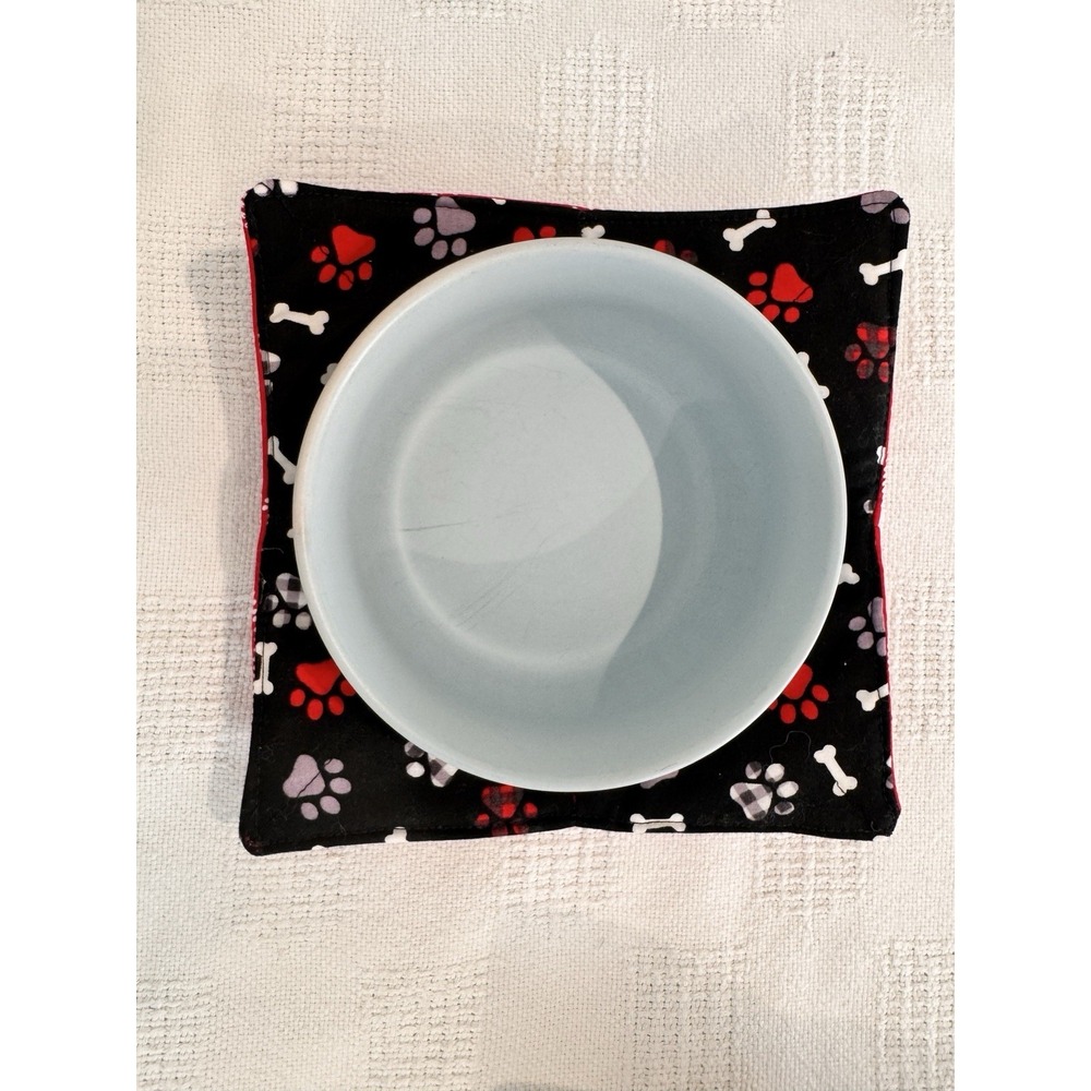 Handmade Bowl Cozy Set Paw Print Casserole Carrier Microwave Hot Pad 3pc - Picture 10 of 14